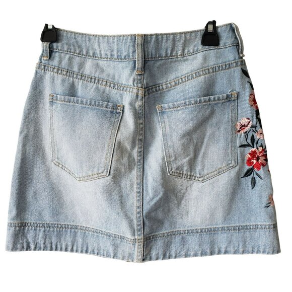 NEW Pacsun Floral Embroidered Blue Denim Skirt Miranda Coastal Cowgirl Girly - Picture 7 of 9